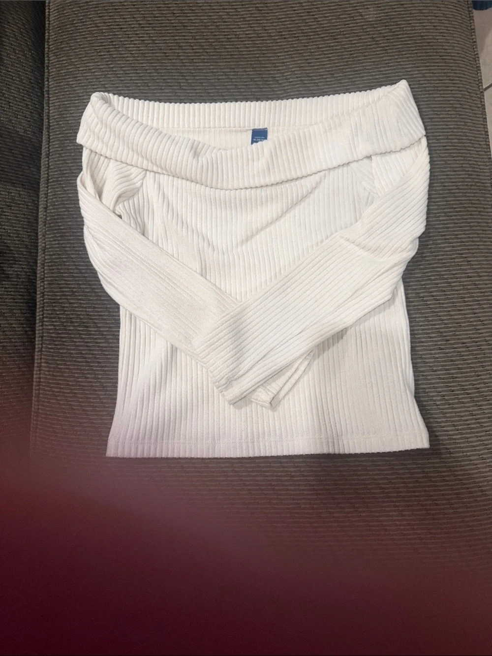 Old Navy White Ribbed Off-the-Shoulder Kids Top